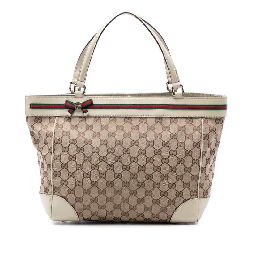 Gucci GG Canvas Web Mayfair Tote Beige Very good condition - Front View