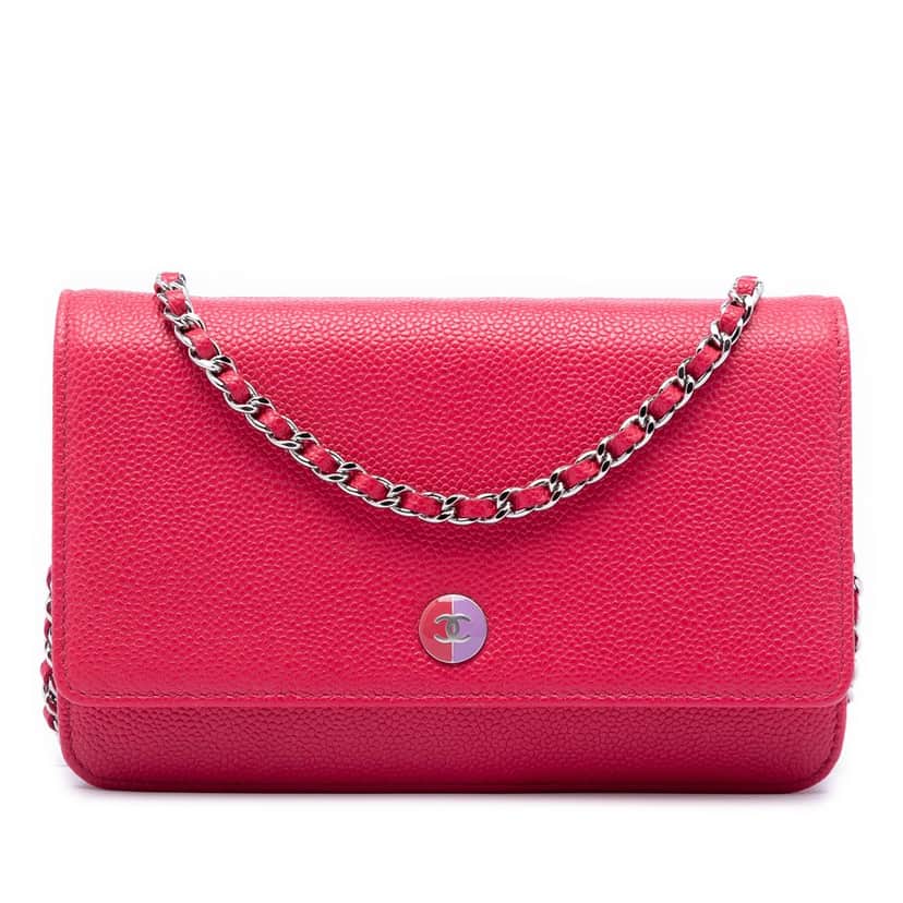 Chanel Caviar Bicolor CC Wallet On Chain Pink Leather Very good condition - Front View