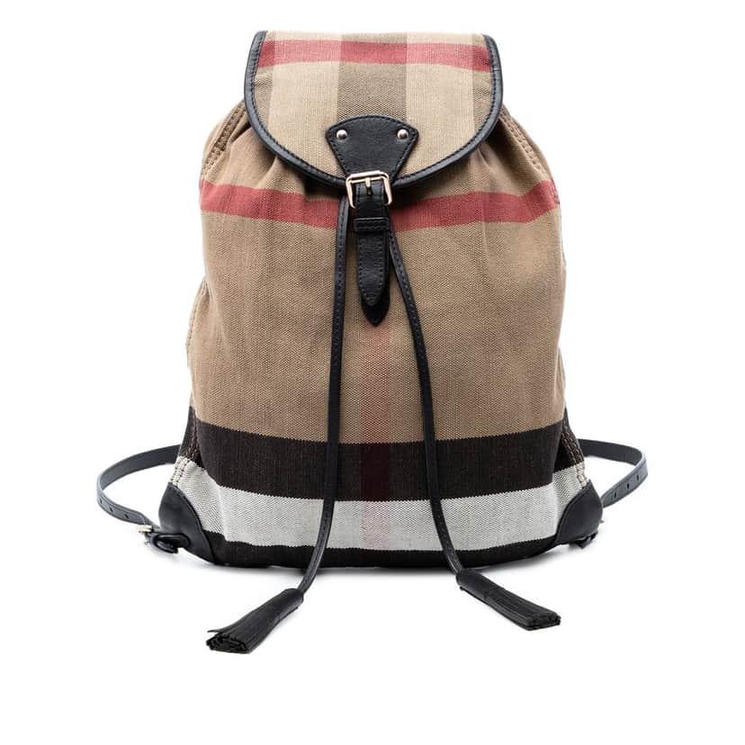 Burberry Mega Check Canvas Chiltern Backpack Brown Very good condition - Front View