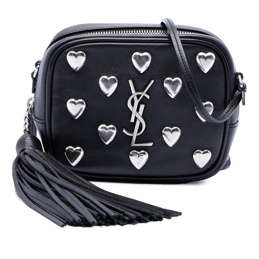 Saint Laurent Studded Calfskin Monogram Heart Blogger Crossbody Black Leather Very good condition - Front View