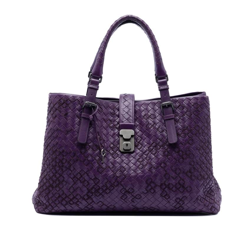 Bottega Veneta Medium Nappa Intrecciato Roma Tote Purple Leather Very good condition - Front View