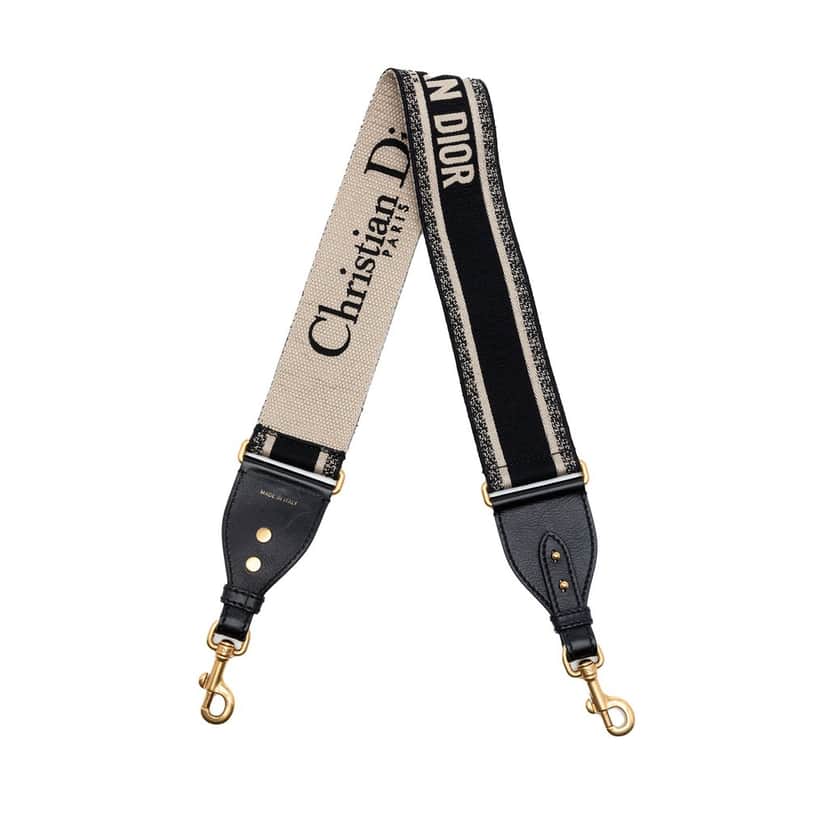 Dior Canvas Logo Embroidered Shoulder Strap Black Very good condition - Front View