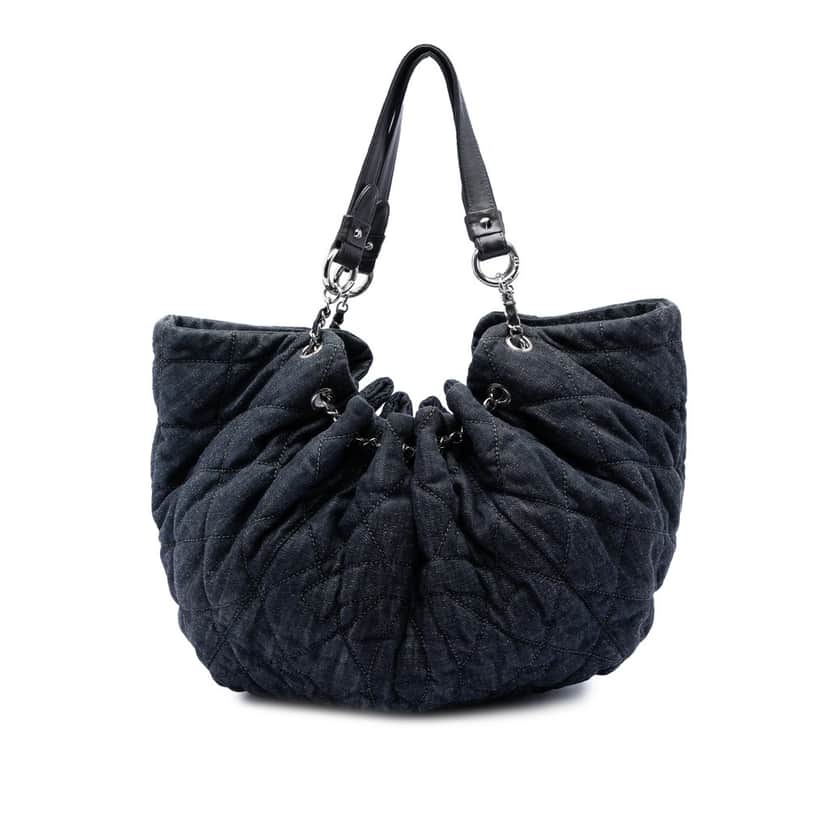 Chanel Quilted Denim Stretch Spirit Cabas Tote Blue Very good condition - Front View