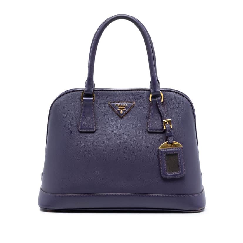Prada Medium Saffiano Lux Open Promenade Satchel Purple Leather Very good condition - Front View