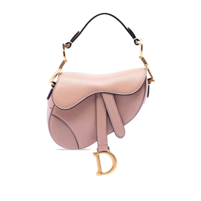 Dior Micro Goatskin Saddle Bag Brown Leather Very good condition - Front View