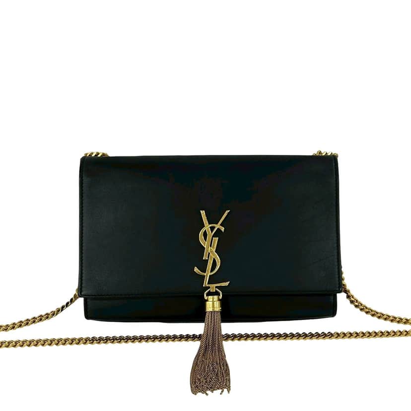 Saint Laurent Medium Smooth Calfskin Classic Monogram Kate Tassel Crossbody Black Leather Very good condition - Front View