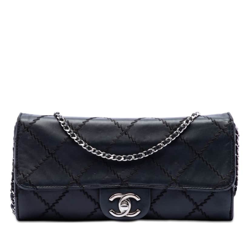 Chanel CC Quilted Calfskin Ultra Stitch Wallet On Chain Black Leather Very good condition - Front View
