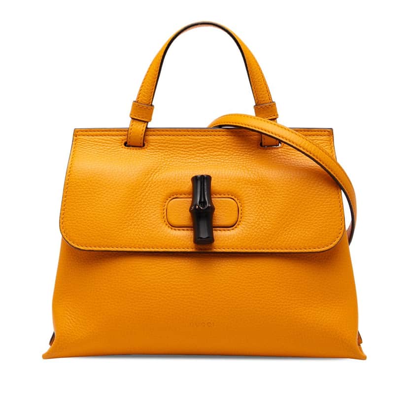 Gucci Small Leather Bamboo Daily Satchel Orange Leather Very good condition - Front View