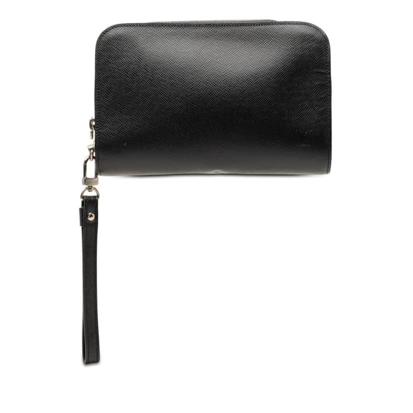 Louis Vuitton Taiga Pochette Baikal Black Leather Very good condition - Front View
