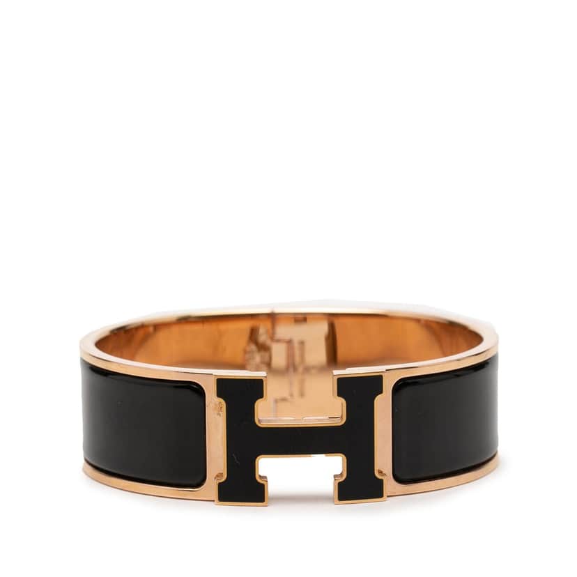 Hermès Wide Enamel Clic Clac H Bracelet GM Black Very good condition - Front View