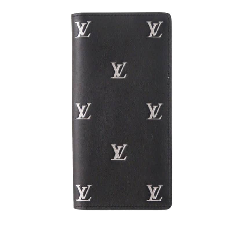 Louis Vuitton Blason Calfskin Monogram Brazza Bifold Long Wallet Black Leather Very good condition - Front View
