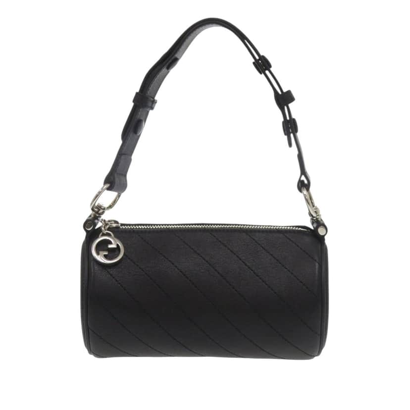 Gucci Mini Leather Blondie Barrel Shoulder Bag Black Leather Very good condition - Front View