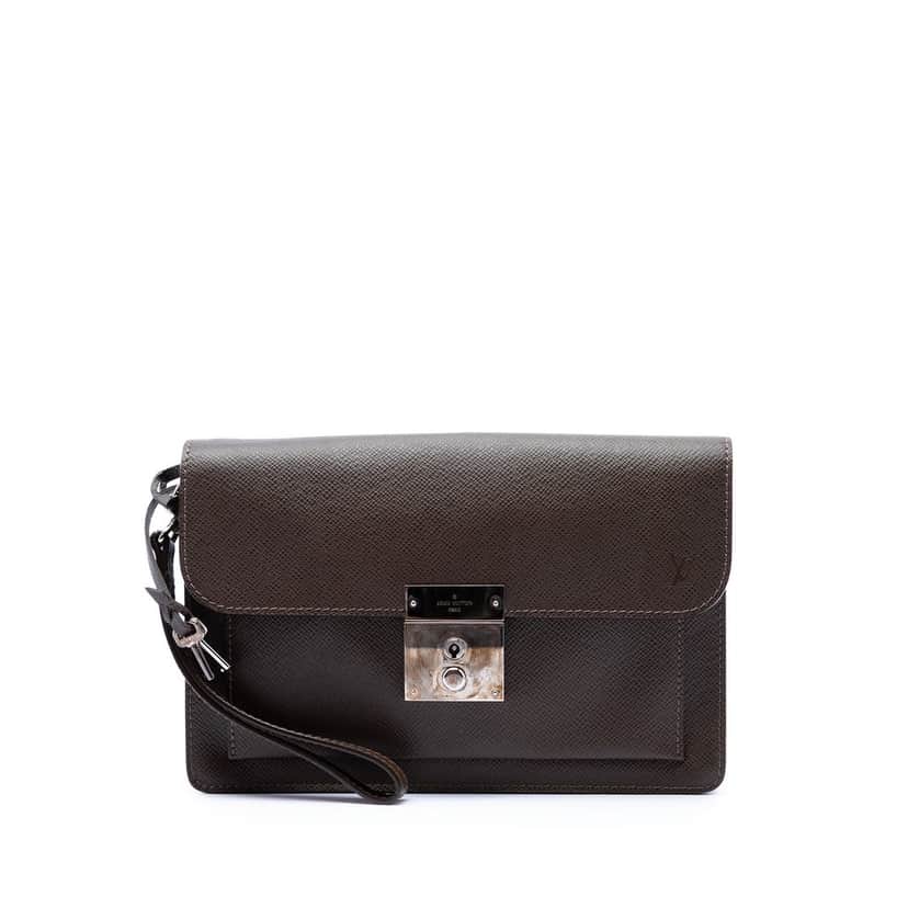 Louis Vuitton Taiga Belaia Clutch Brown Leather Very good condition - Front View