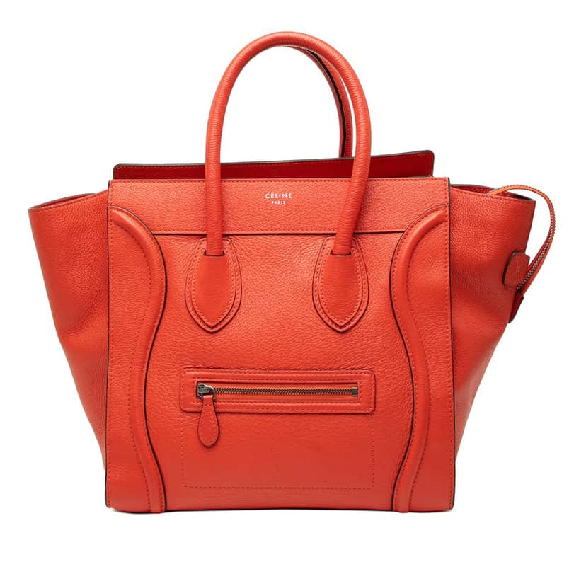 Celine Mini Leather Luggage Tote Orange Leather Very good condition - Front View