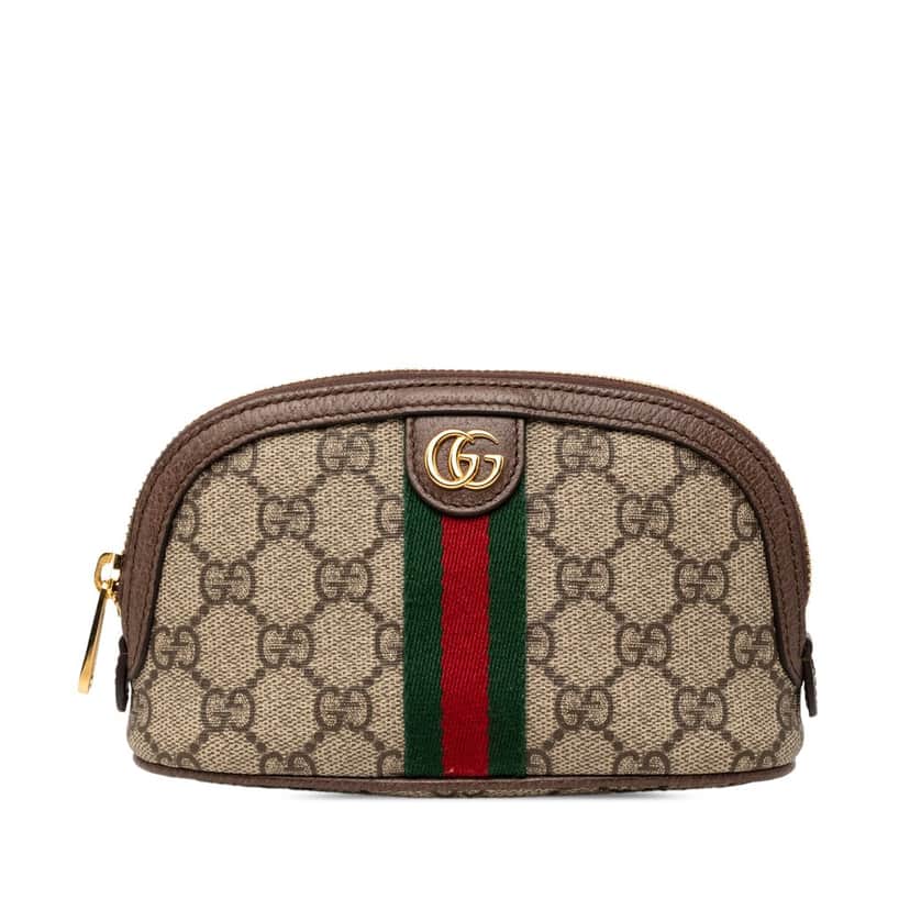 Gucci Medium GG Supreme Web Ophidia Cosmetic Case Beige Very good condition - Front View