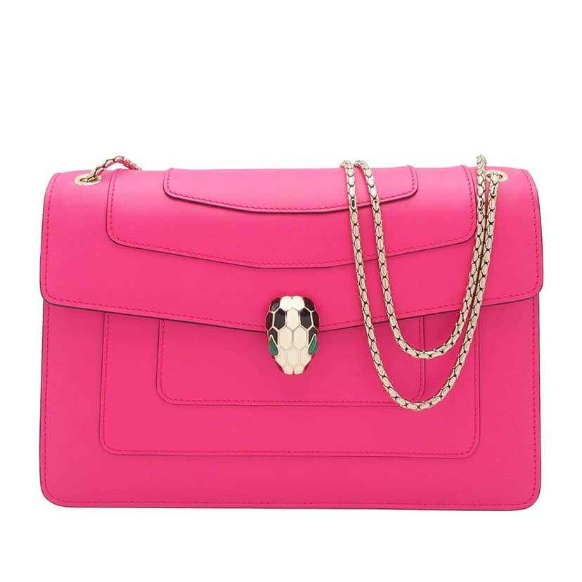 Bvlgari Medium Calfskin Serpenti Forever Shoulder Bag Pink Leather Very good condition - Front View