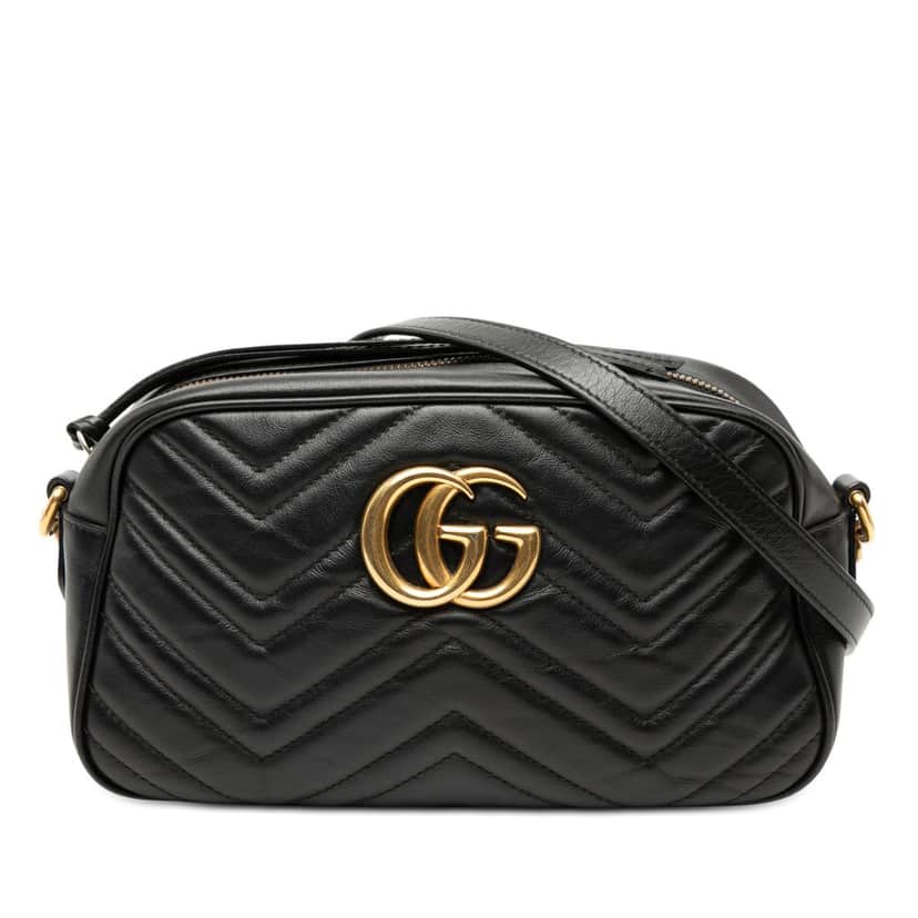 Gucci Small GG Marmont Matelasse Leather Crossbody Black Leather Very good condition - Front View