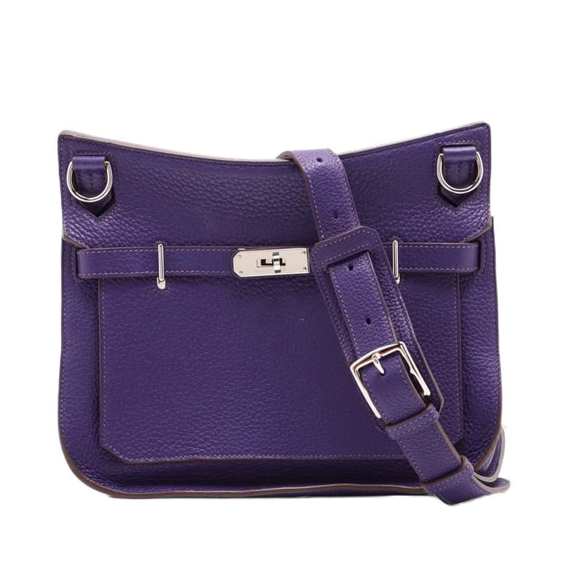Hermès Clemence Jypsiere 28 Purple Leather Very good condition - Front View