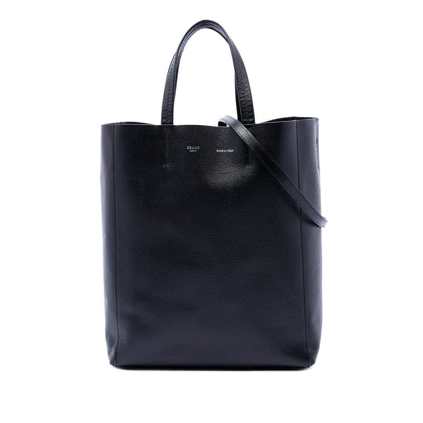 Celine Small Grained Calfskin Vertical Cabas Satchel Black Leather Very good condition - Front View