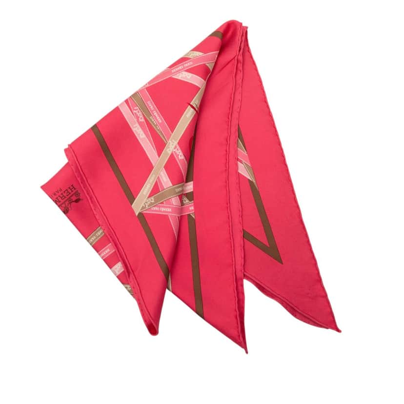Hermès Bolduc Silk Pointu Triangle Scarf 90 Pink Very good condition - Front View