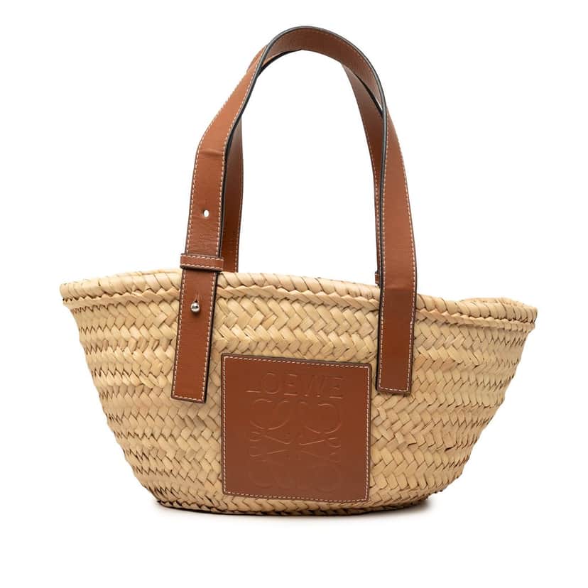 LOEWE Small Raffia Anagram Basket Tote Beige Very good condition - Front View
