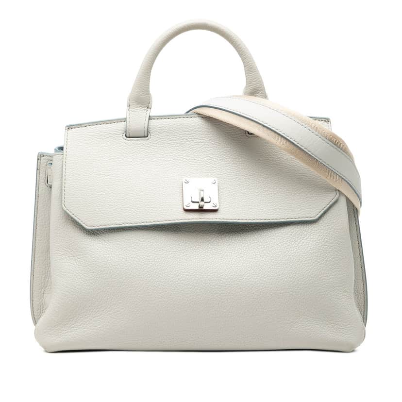 MCM Medium Grained Calfskin Milla Convertible Backpack White Leather Very good condition - Front View