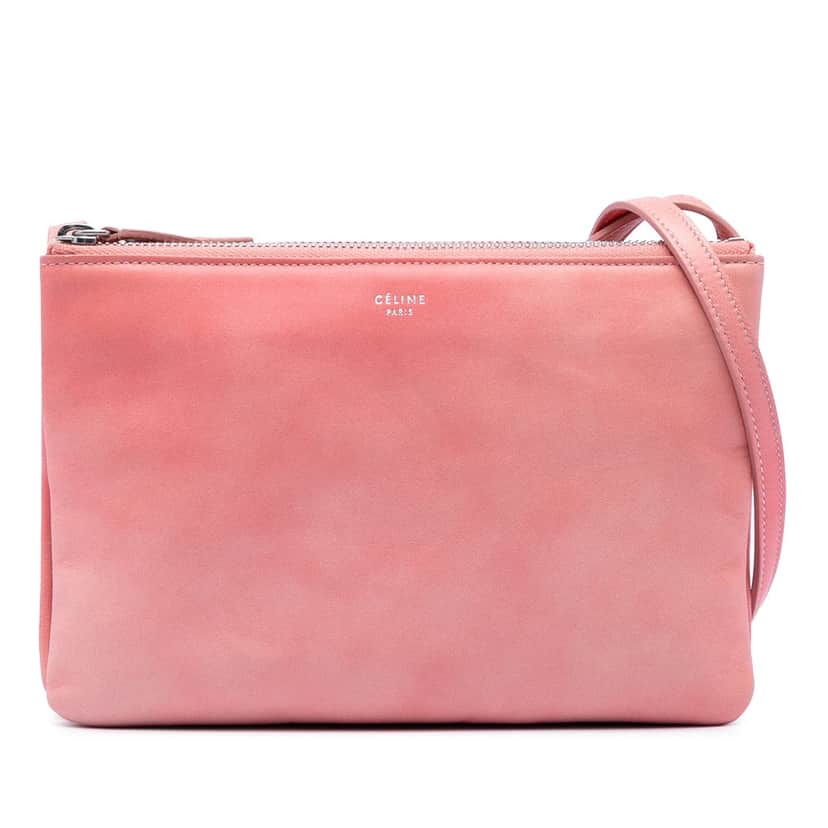 Celine Small Lambskin Trio Crossbody Pink Leather Very good condition - Front View