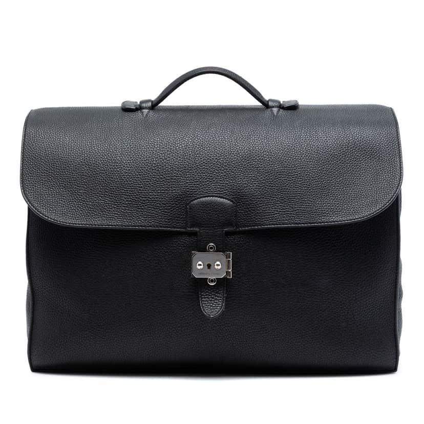 Hermès Togo Sac a Depeches 41 Black Leather Very good condition - Front View