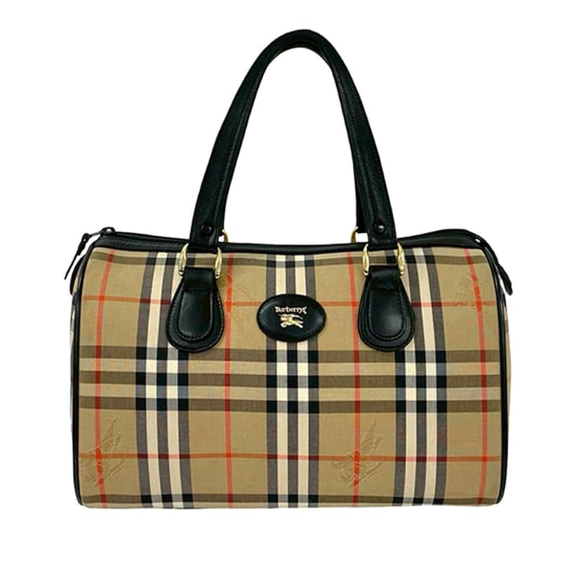 Burberry Haymarket Check Canvas Boston Bag Beige Very good condition - Front View