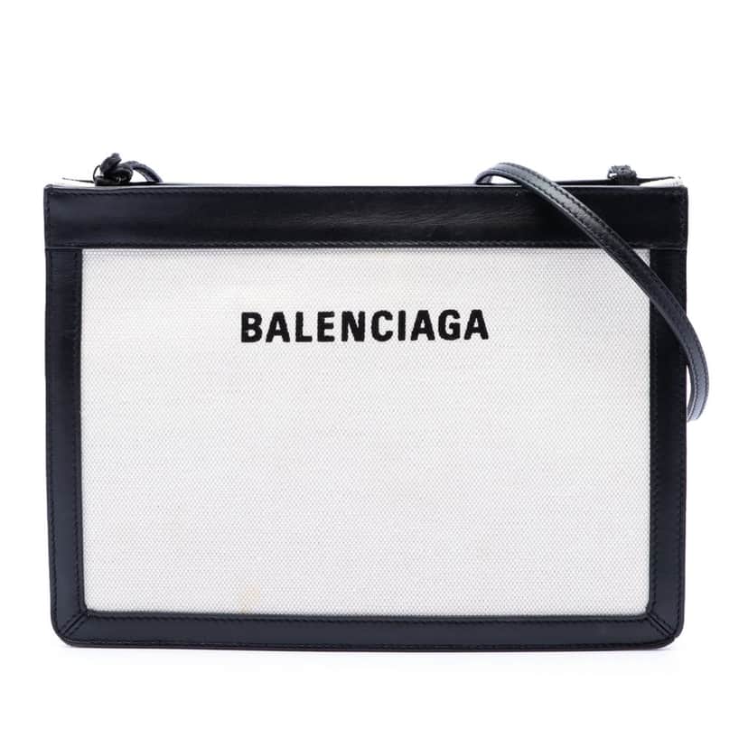 Balenciaga Canvas Navy Pochette Crossbody Brown Very good condition - Front View