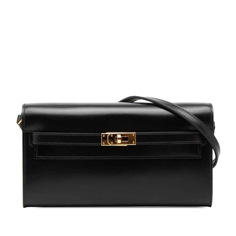 Hermès Box Calf Kelly To Go Wallet Black Leather Very good condition - Front View