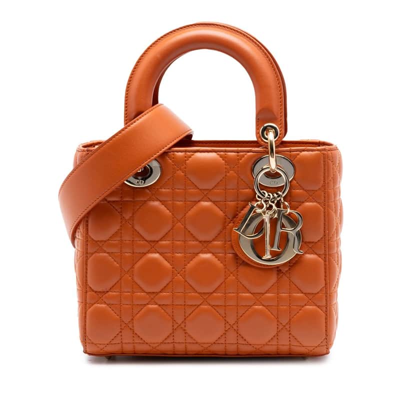 Dior Small Lambskin Cannage MyABCDior Lady Dior Orange Leather Very good condition - Front View