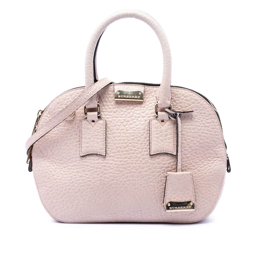 Burberry Small Grained Calfskin Heritage Orchard Bowling Bag Pink Leather Very good condition - Front View
