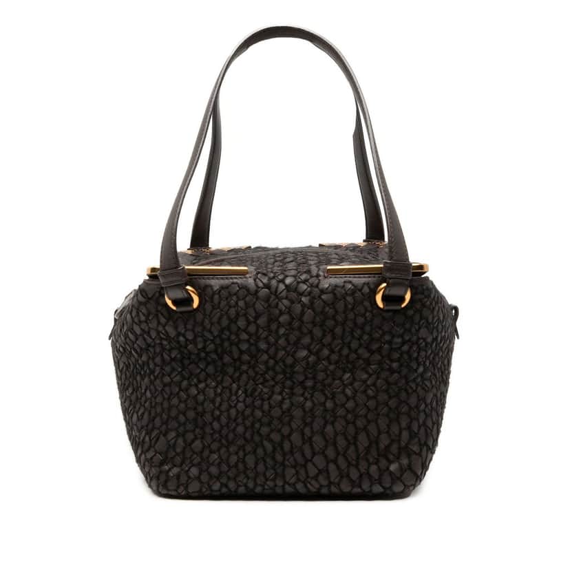 Bottega Veneta Nappa Intrecciato Stitched Metal Edge Cube Handbag Brown Leather Very good condition - Front View