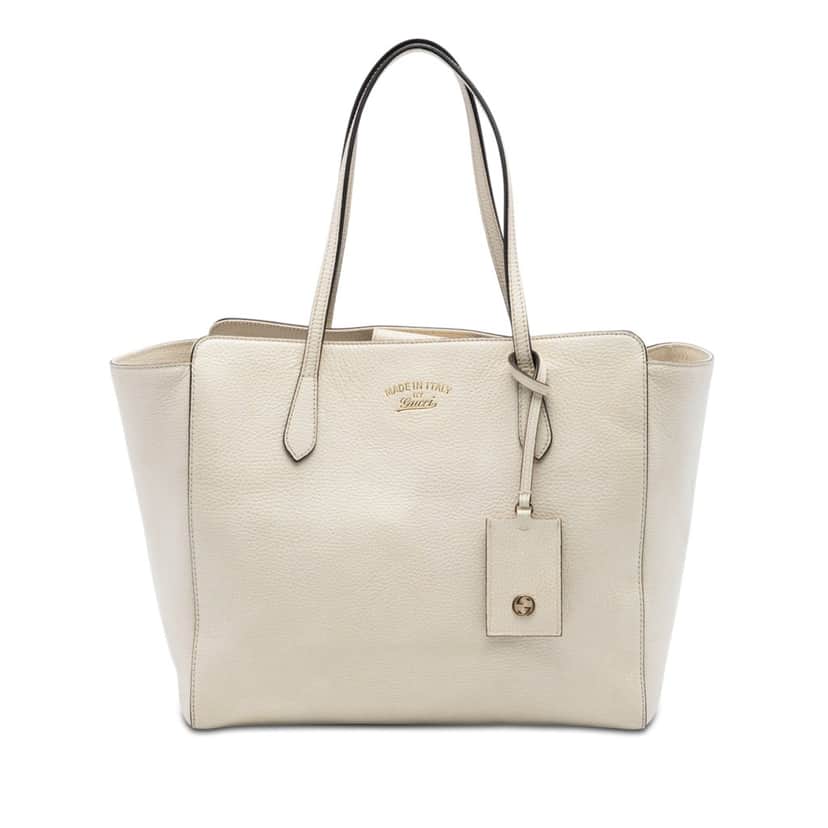 Gucci Medium Leather Swing Tote White Leather Very good condition - Front View