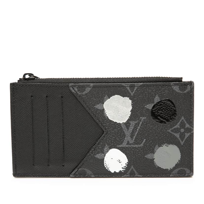 Louis Vuitton Yayoi Kusama Monogram Eclipse Coin Card Holder Black Very good condition - Front View