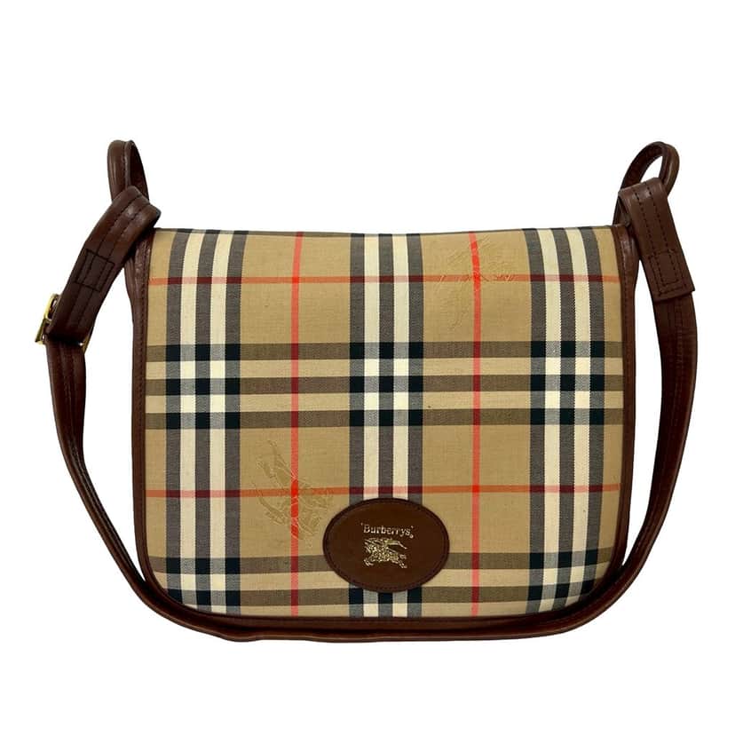 Burberry Haymarket Check Canvas Crossbody Beige Very good condition - Front View