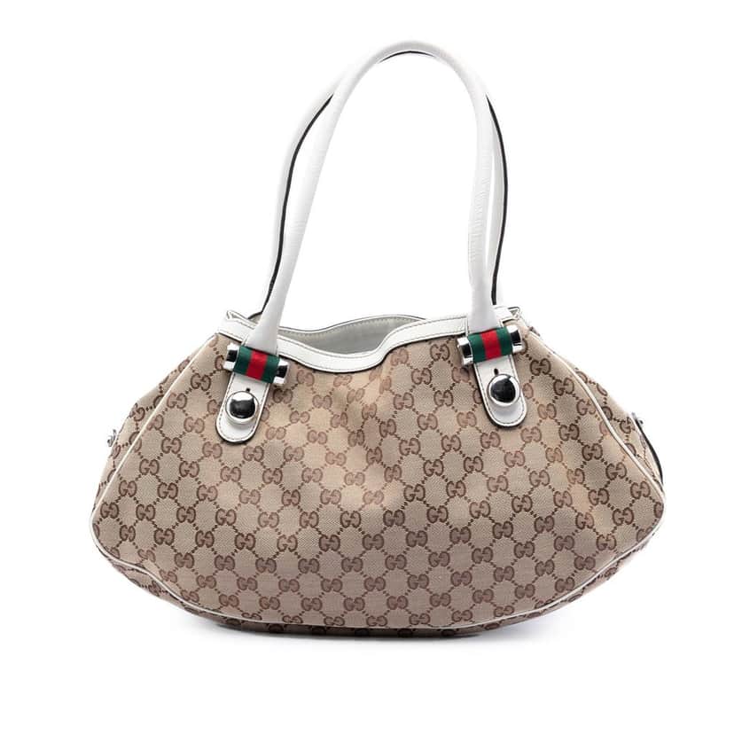 Gucci GG Canvas Web Match Ball Tote Beige Very good condition - Front View