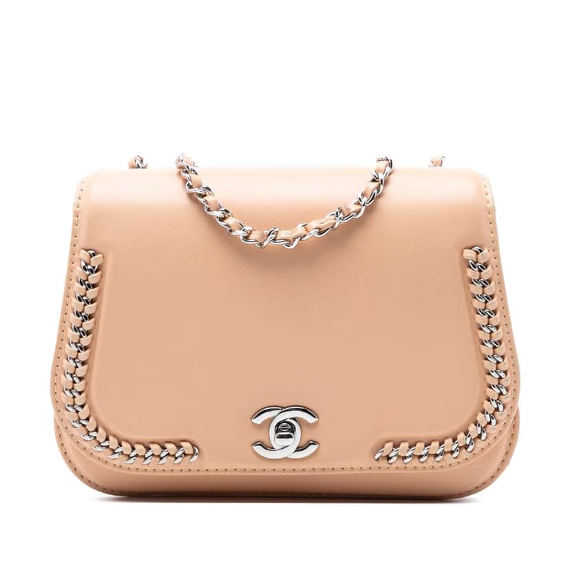 Chanel Small Calfskin Braided Chic Flap Brown Leather Very good condition - Front View