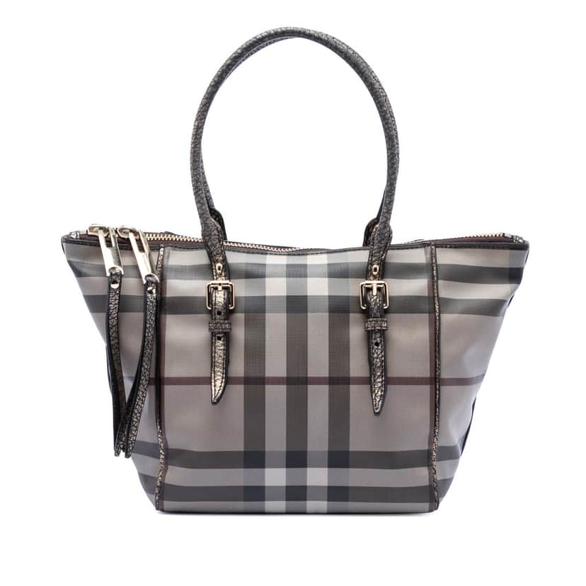 Burberry Small Smoke Check Coated Canvas Salisbury Tote Beige Very good condition - Front View