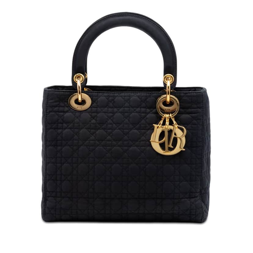 Dior Medium Nylon Microcannage Lady Dior Black Very good condition - Front View