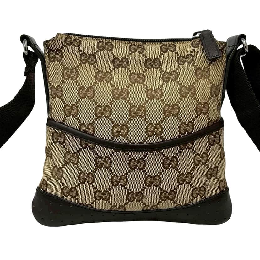 Gucci Small GG Canvas Perforated Crossbody Beige Very good condition - Front View