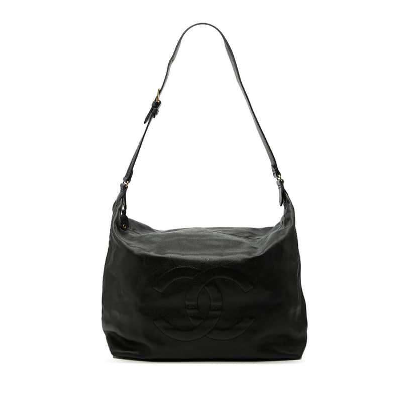 Chanel Large CC Caviar Hobo Black Leather Very good condition - Front View