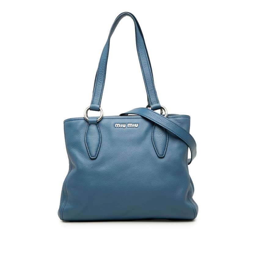 Miu Miu Small Vitello Phenix Satchel Blue Leather Very good condition - Front View