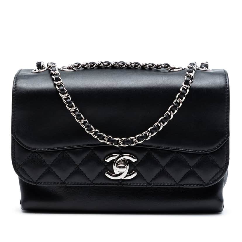 Chanel Mini Calfskin Tramezzo Flap Black Leather Very good condition - Front View