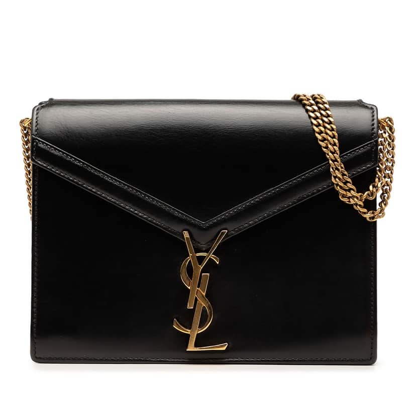 Saint Laurent Smooth Calfskin Monogram Cassandra Clasp Bag Black Leather Very good condition - Front View