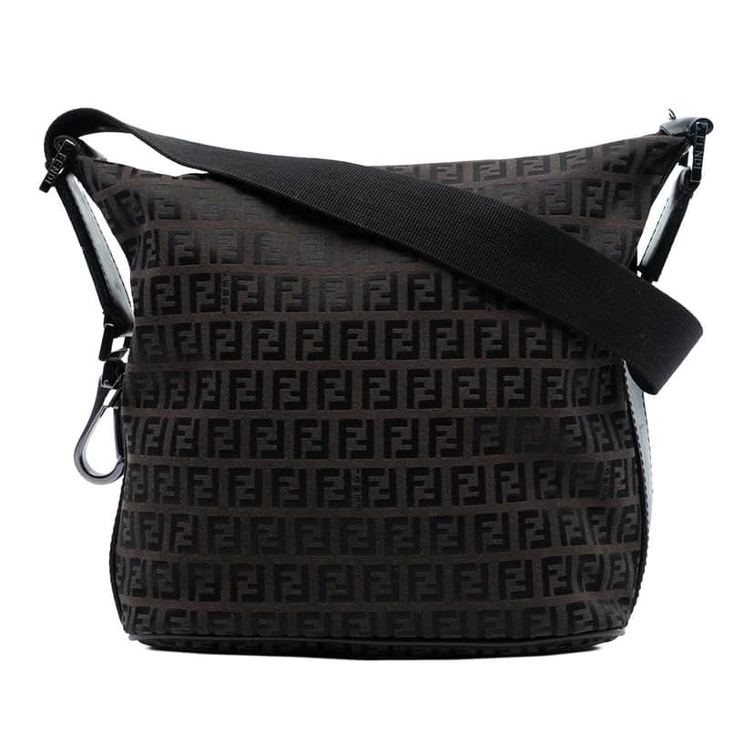 Fendi Zucchino Canvas Shoulder Bag Brown Very good condition - Front View