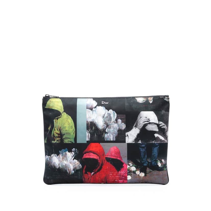 Dior Francois Bard Printed Nylon Zip Pouch Black Very good condition - Front View