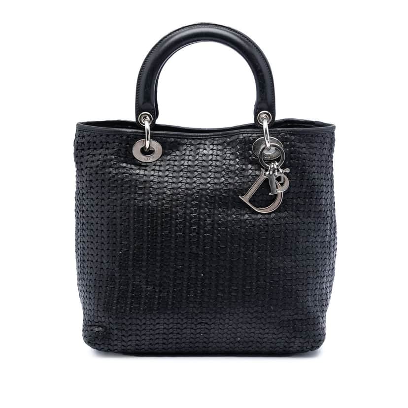 Dior Medium Woven Calfskin Soft Lady Dior Black Leather Very good condition - Front View
