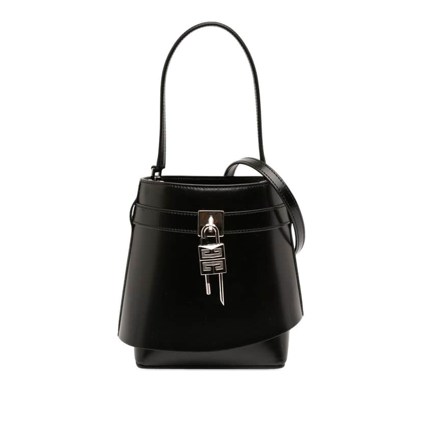 Givenchy Micro Leather GV Shark Lock Bucket Bag Black Leather Very good condition - Front View